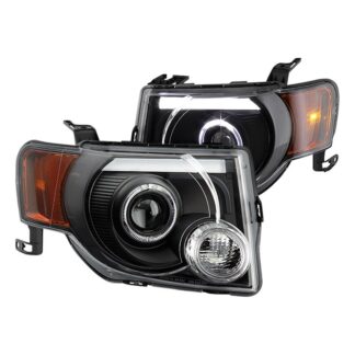 ( Akkon ) Ford Escape 08-12 Halogen Model Only ( Not Compatible With Xenon/HID Model ) – LED Light Bar Projector Headlights – Low Beam-H3(Included) ; High Beam-H3(Included) ; Signal-3457NAK(Included) – Black