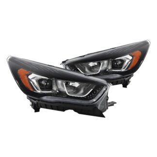 ( POE) Ford Escape 17-20 w/LED DRL Halogen Projector Headlights - Low Beam-HB3(Included) ; High Beam-H9(Included) - OE Black
