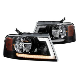 Ford F150 04-08 Switch Back LED Sequential Signal w/DRL Crystal Headlights - Low Beam-H13(Not Included) ; High Beam-H13(Not Included) ; Signal-LED - Black
