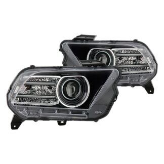 ( xTune) Ford Mustang 10-14 Halogen w/LED DRL Projector Headlights – Low Beam-H7(Included) ; High Beam-H7(Included) ; Signal-7444NA(Included) – Black