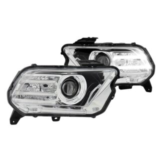 ( xTune) Ford Mustang 10-14 Halogen w/LED DRL Projector Headlights - Low Beam: H7 (Included) - High Beam: H7 (Included) -Signal:7444NA (Included)- Chrome