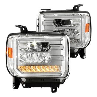 ( Akkon ) GMC Sierra 1500 14-15 / Sierra 2500HD 3500HD 2015-2017 Halogen Models (Not Compatible w/ Factory LED Day Time Running Lights) (Not Compatible w/2014 Classic Body Style ) Full LED DRL Projector Headlights -( Low Beam - LED 35000cd ) ( High Beam - LED 40000cd ) - Chrome