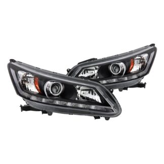 Honda Accord 13-15 4Dr LED Blue Start / Sequential Signal DRL Projector Headlights - Low Beam-H11(Not Included) ; High Beam-GB3(Not Included) ; Signal-1156A(Included) - Black