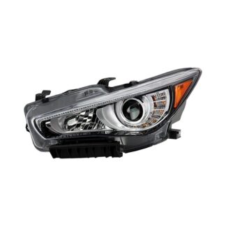 ( POE ) Infiniti Q50 14-17 4Dr HID (w/o Adaptive) Projector Headlights – Low Beam-LED ; High Beam-LED – OE Left