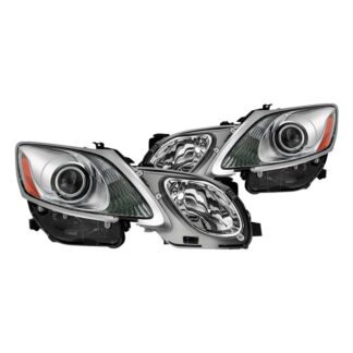 Lexus GS 06-11 OE Projector Headlights (w/AFS. HID Fit & factory headlight washer only) – Low Beam-D4S(Not Included) ; High Beam-HB3(Not Included) ; Signal-7440A(Not Included) – OE Chrome