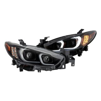 ( Akkon ) Mazda 6 Sedan 2014-2017 Halogen Models Only( Don‘t Fit Models with Factory HID Xenon ) LED Light Bar Projector Headlights - Black Smoked
