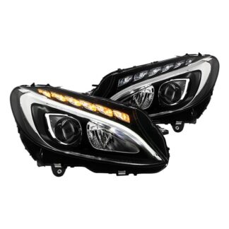 ( POE ) Mercedes Benz C Class W205 15-18 Full LED Headlights (For Halogen Model only) - Black