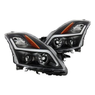 ( Akkon ) Nissan Altima 07-09 Sedan Halogen Model Only ( Not Compatible With Xenon/HID Model ) LED Light Bar Projector Headlights - Low Beam - H7(Included) ; High Beam - H1(Included) ; Signal - 3457(Included) - Black