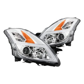 ( Akkon ) Nissan Altima Coupe 08-09 Halogen Only ( Does Not Fit HID Models ) DRL Light Bar Projector Headlights – Low Beam-H7(Included) ; High Beam-H1(Included) ; Signal-3457A(Included) – Chrome