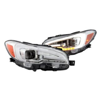 ( Akkon ) Subaru Impreza WRX 2015-2018 Projector Headlights – Halogen Model – Light Bar DRL – Low Beam-H9(Included) ; High Beam-H9(Included) ; Signal-LED – Chrome