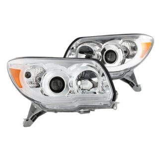 ( Akkon ) Toyota 4Runner 2006-2009 LED Light Bar Projector Headlights - Chrome  - Low Beam - H11(Included) ; High Beam - HB3(Included) ; Signal-1156A(Included)