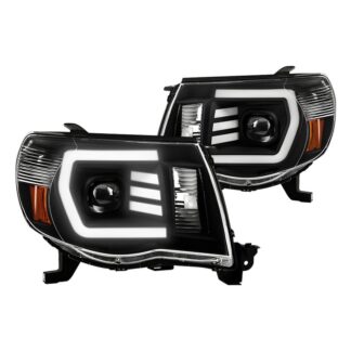 Toyota Tacoma 05-11 LED Light Bar Projector Headlights - Low Beam-HB2(Included) ; High Beam-HB2(Included) ; Signal-4157NAK(Not Included) - Black