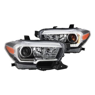 ( POE ) Toyota Tacoma 2016-2019 SR & SR5 Models only ( Don‘t Fit TRD Models ) Switch Black LED DRL Projector Headlights - Low Beam-H11(Not Included) ; High Beam-H9(Not Included) ; Signal-7440A(Not Included) - Chrome