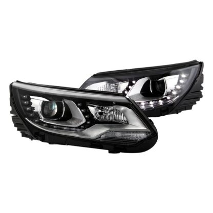 VW Tiguan 12-17 (Fit OE Halogen Model) LED/DRL Projector Headlights - Low Beam-H7(Included) ; High Beam-H7(Included) ; Signal-1156A(Included) - Chrome