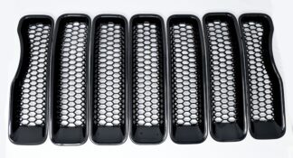 ABS6522BLK 18-23 Jeep Wrangler 7 PCS Gloss Black Patented Clip-On W/Tape Patented Grille Overlay