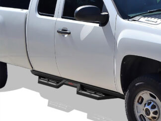 Nerf Bar DS Black | 2007-2018 Chevy/GMC Silverado/Sierra 1500 Extended Cab/Double Cab (Incl. 2019 Silverado 1500 LD & 2019 Sierra 1500 Limited)  2007-2019 Chevy/GMC Silverado/Sierra 2500 HD/3500 HD Extended Cab/Double Cab (Incl. Diesel models with DEF tanks)|Not For 07 Classic Model (Pair)