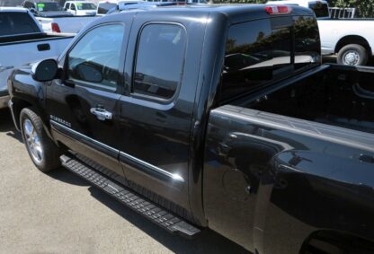 Running Board-T Series Black | 2007-2018 Chevy Silverado/GMC Sierra 1500 Extended Cab/Double Cab 2007-2019 Chevy Silverado/GMC Sierra 2500/3500 Extended Cab/Double Cab (Incl. Diesel models with DEF tanks) (Pair)