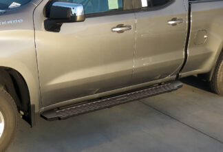 Running Board-T Series Black | 2019-2023 Chevy Silverado 1500 Extended Cab/ Double Cab/2019-2023 GMC Sierra 1500 Extended Cab/ Double Cab/2020-2023 Chevy Silverado 2500/3500 Extended Cab/ Double Cab/2020-2023 GMC Sierra 2500/3500 Extended Cab/ Double Cab|Incl. Diesel models with DEF tanks|Excl. 2019 Silverado 1500 LD & 2019 Sierra 1500 Limited (Pair)